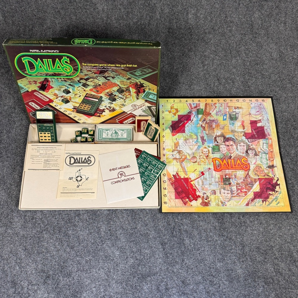 Dallas Mattel Electronic Vintage 1981 Board Game Working Calculator Complete Set